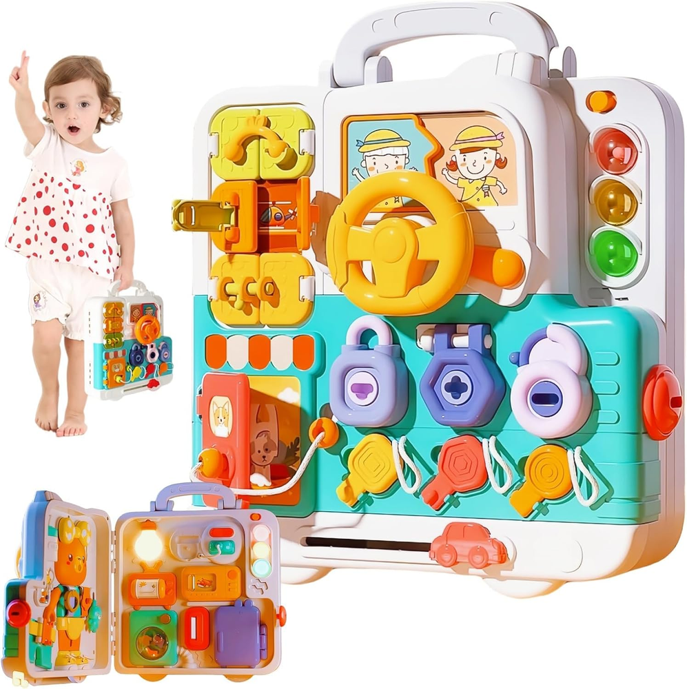 Montessori Busy Board Sensory Toys for Toddlers 1-3 by Babyeduca