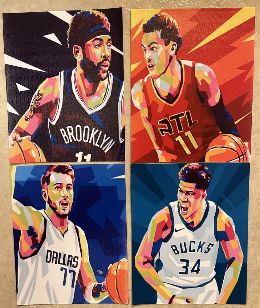 Lot Of 4 NBA Basketball Players - 8x10 in. Canvas Wall Art Poster Print ✅ New