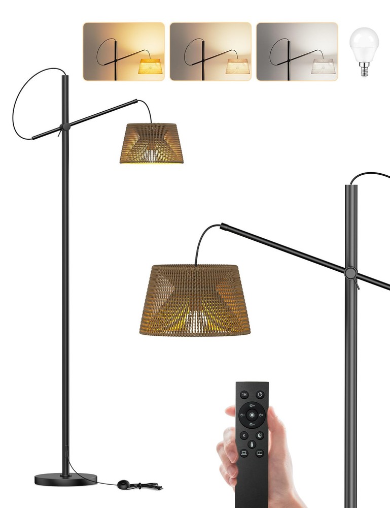 Boho Arc Floor Lamp with Remote & 3 Adjustable Color Temperatures 2700K