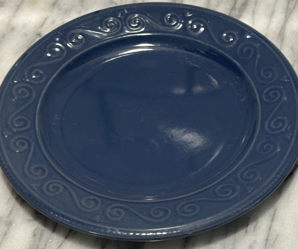 Royal Norfolk Salad Plate a  Blue Embossed  Ceramic 7.5 In Scratches Noted