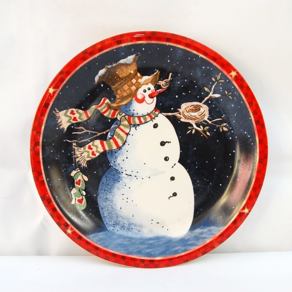 Warehouse Shoe  Sale  Snowman Christmas Pottery Decorative Plate 10.5