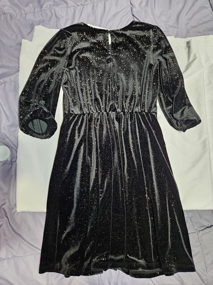 Gap Kids Black Velvet With Gold Sparkle Dress Size XL