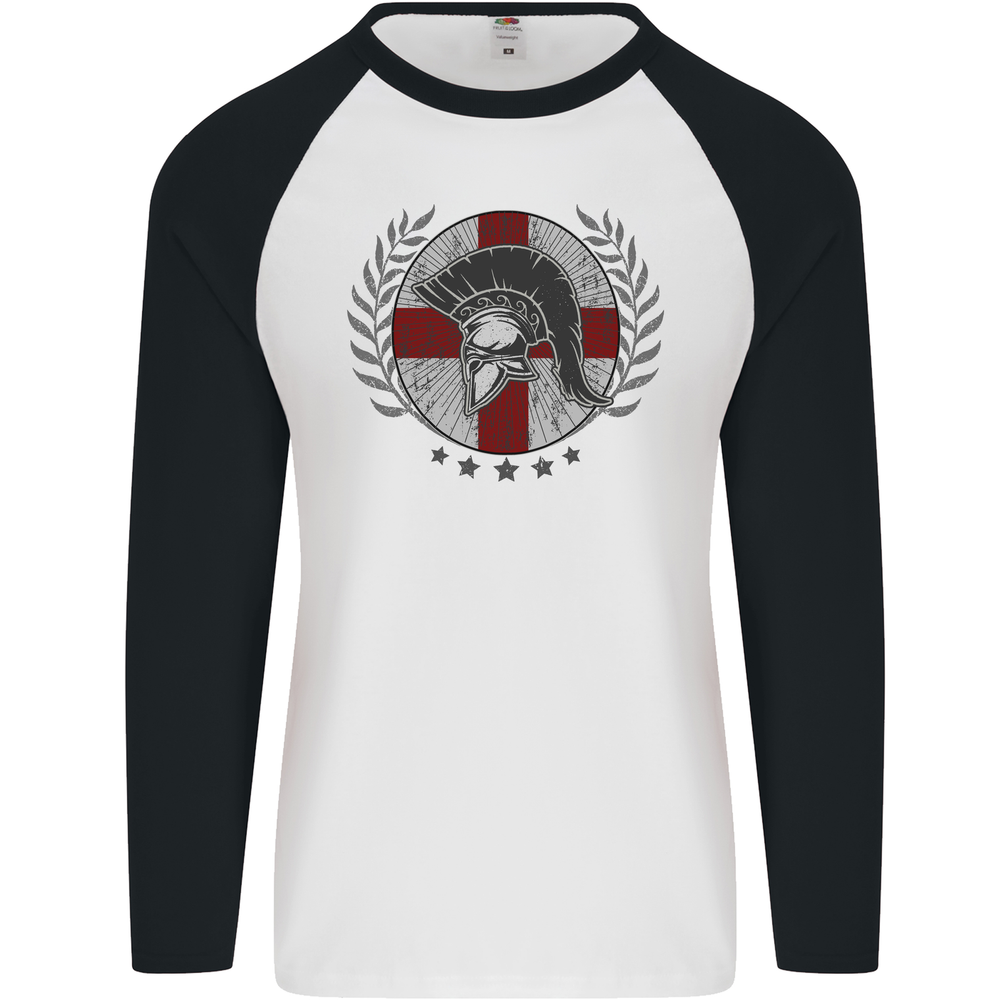 Camiseta de béisbol Inglaterra culturismo bandera gimnasio entrenamiento inglés para hombre L/S