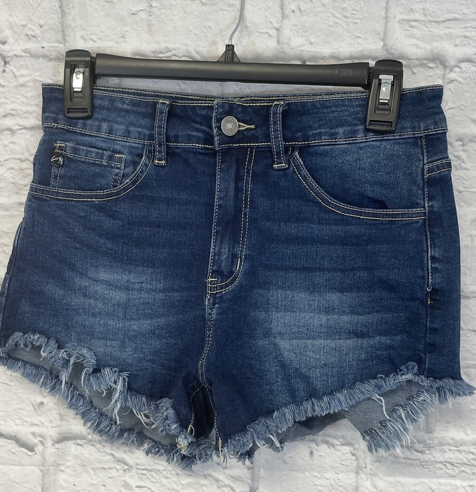 KanCan denim shorts women 7/27 daisy dukes Raw Hem High waist KC6033M dark booty