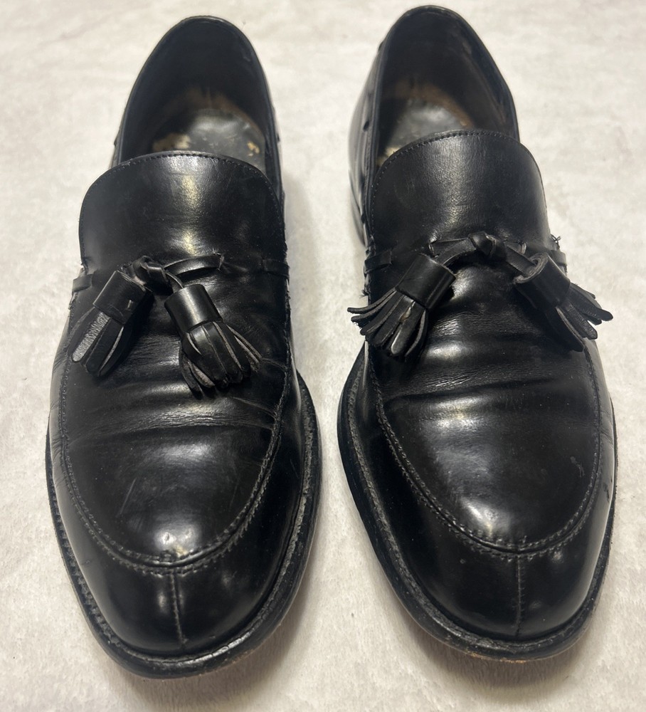 Nettleton Shoes Men’s Size 8.5 D Black Tassel Loafers Leather Slip On Vintage