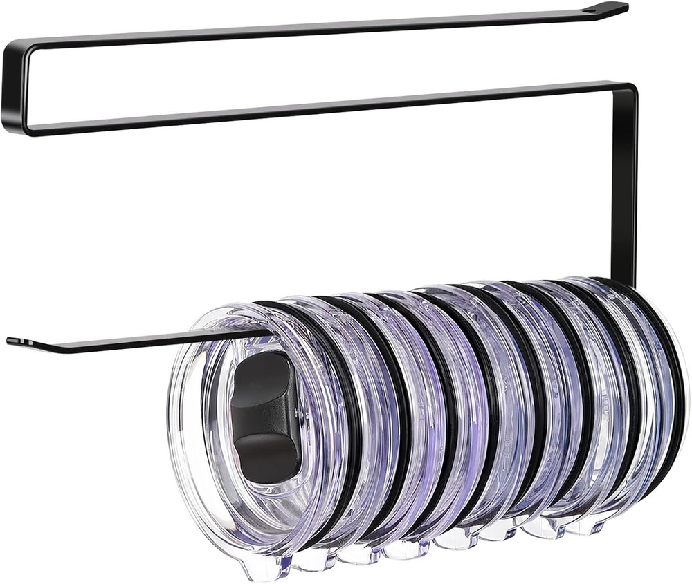 Tumbler Lid Organizer, Horizontal Tumbler Lid Storage Hook Up to 10 Lids