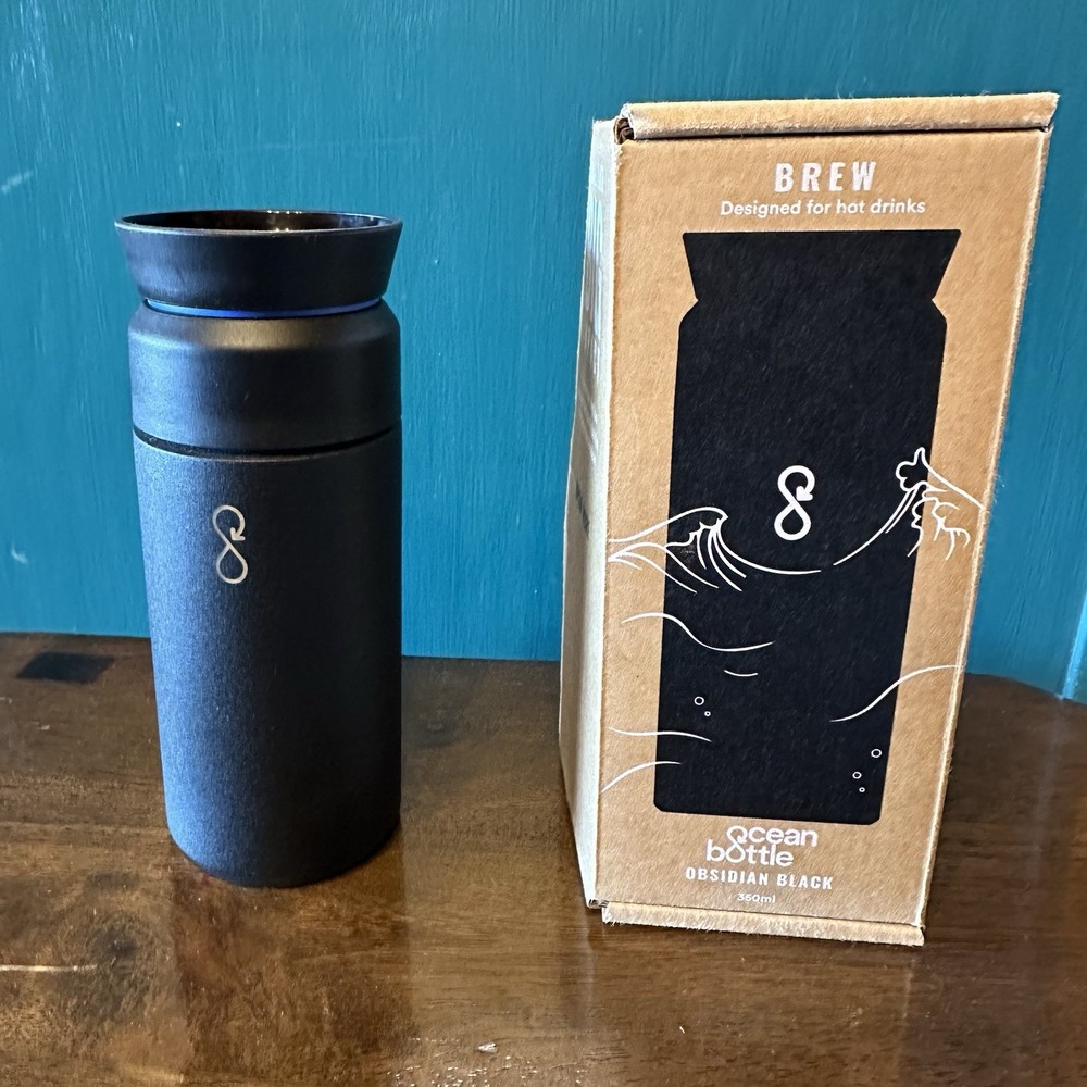 Ocean Bottle Small Flask Obsidian Black 350ml Open Box