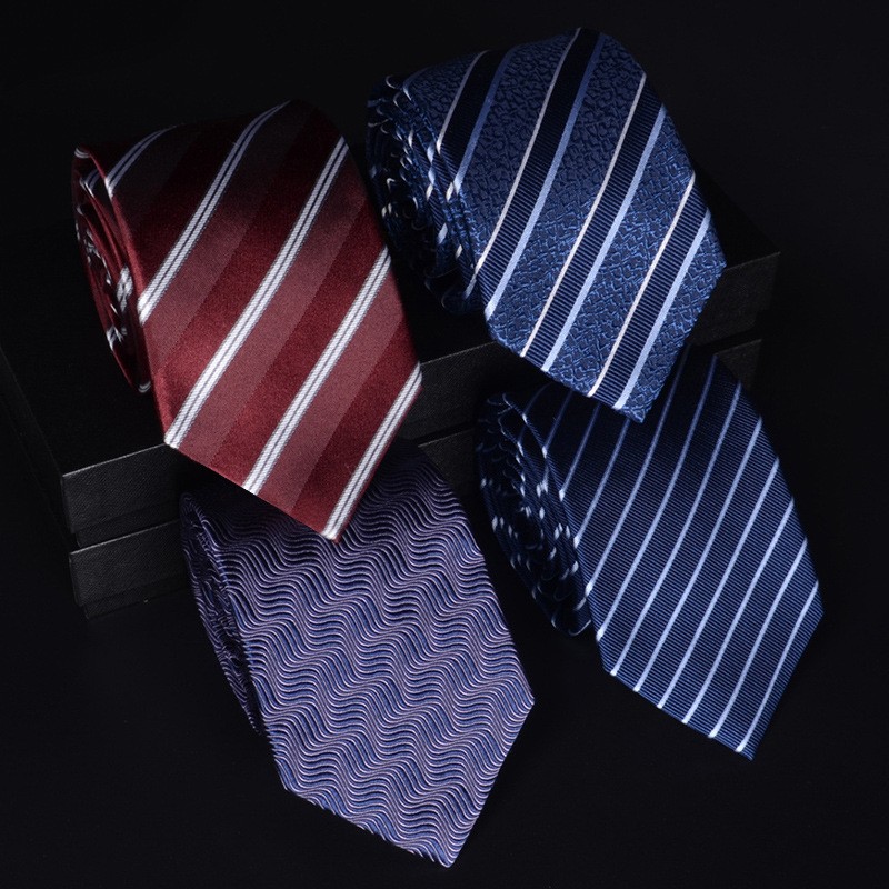 100% Silk Satin Men's Necktie Striped Business Work Tie Gentleman with Gift Box