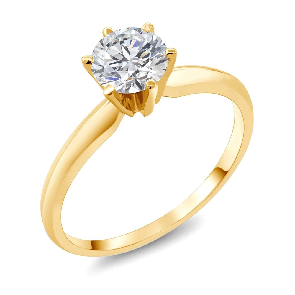 2.00Ct Round Natural Moissanite Wedding Ring in 14k Yellow Gold
