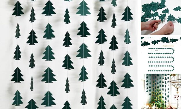 Dark Green Tree Garland for Woodland Theme Party Decoration Xmas Christmas