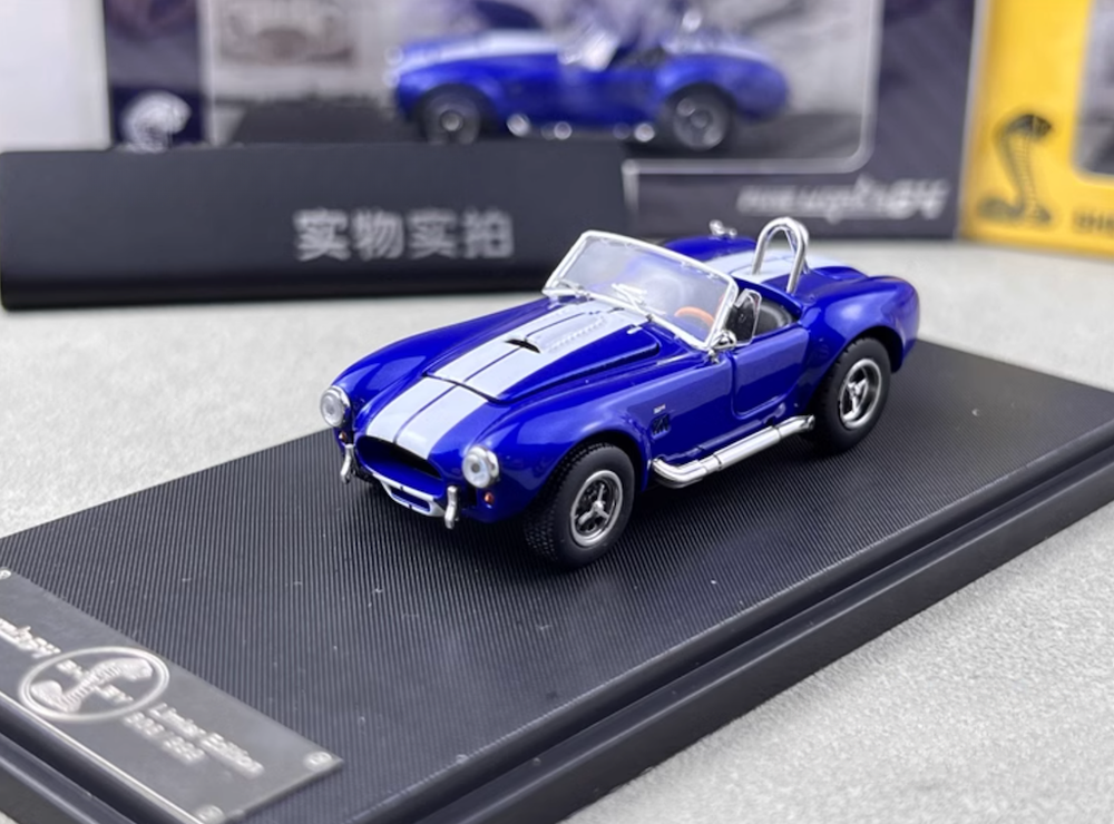 FW 1:64 Blue Shelby 427 COBRA Convertible Sports Model Diecast Metal Car