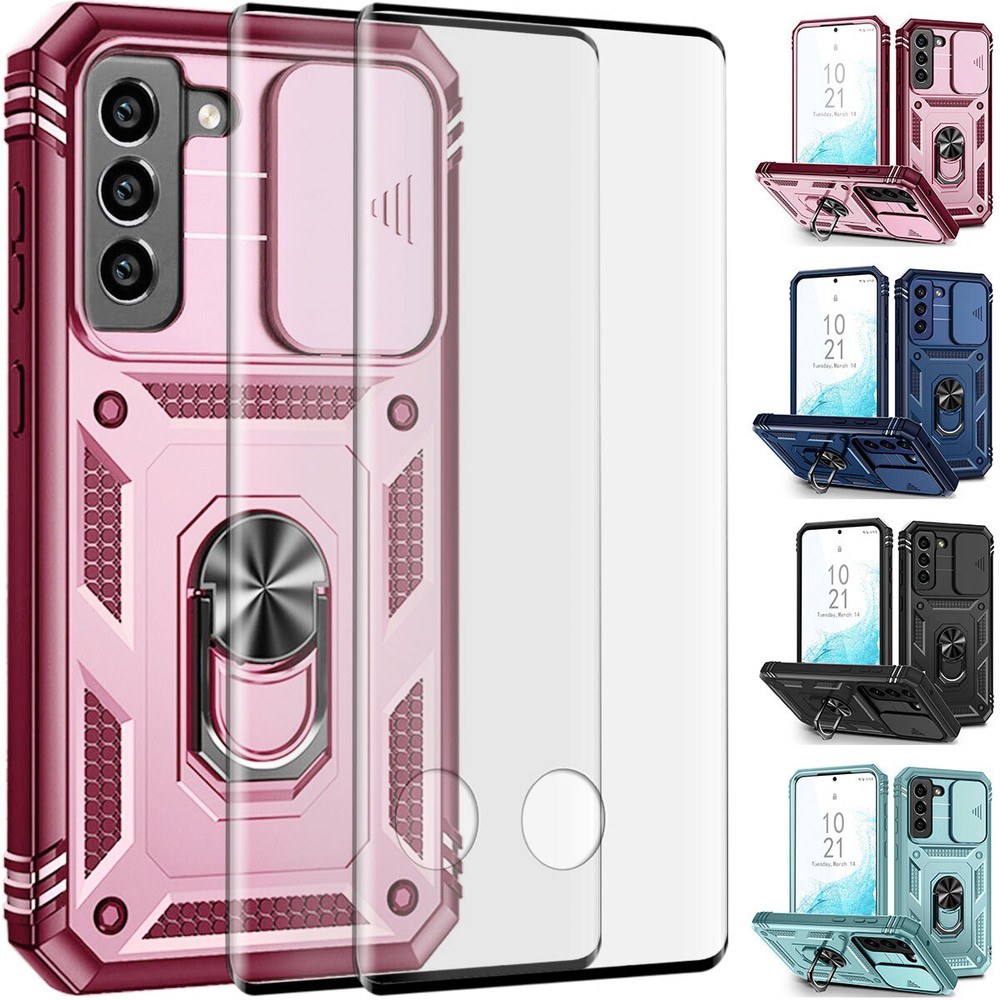 Ring Case Camera Lens Cover Tempered Glass for Samsung Galaxy S22 Ultra/S22+ 5G