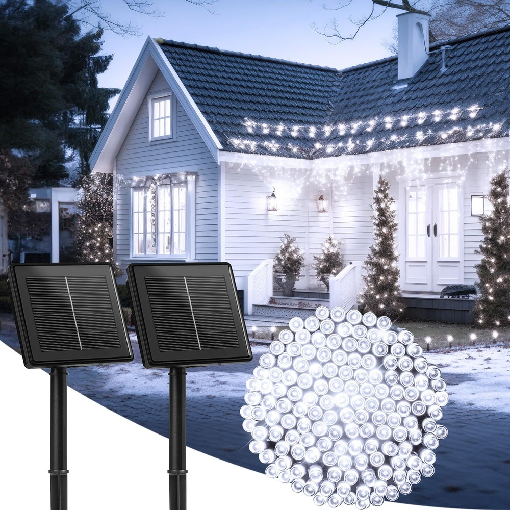 2-Pack 170FT Solar LED Outdoor String Lights with 480 LEDs IP65 Waterproof