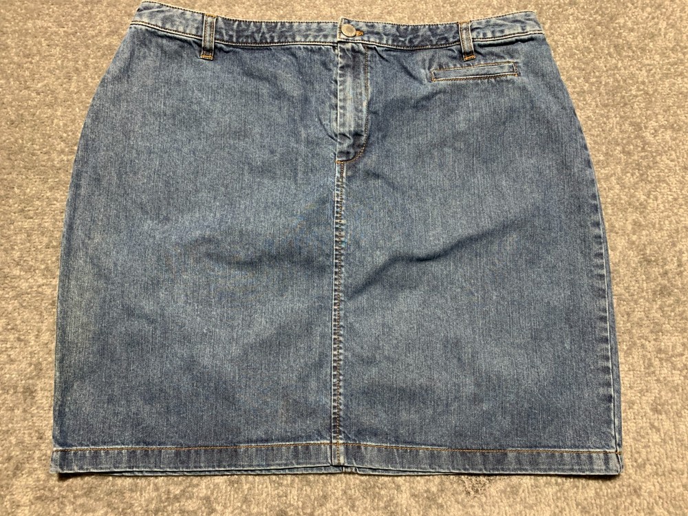 Banana Republc Women Denim Mini Jean Skirt Size 14 Blue Pockets Y2K VINTAGE