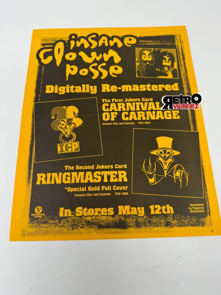 Insane Clown Posse - Carnage Of Carnival Ringmaster Remastered Flyer 8.5x11” 98