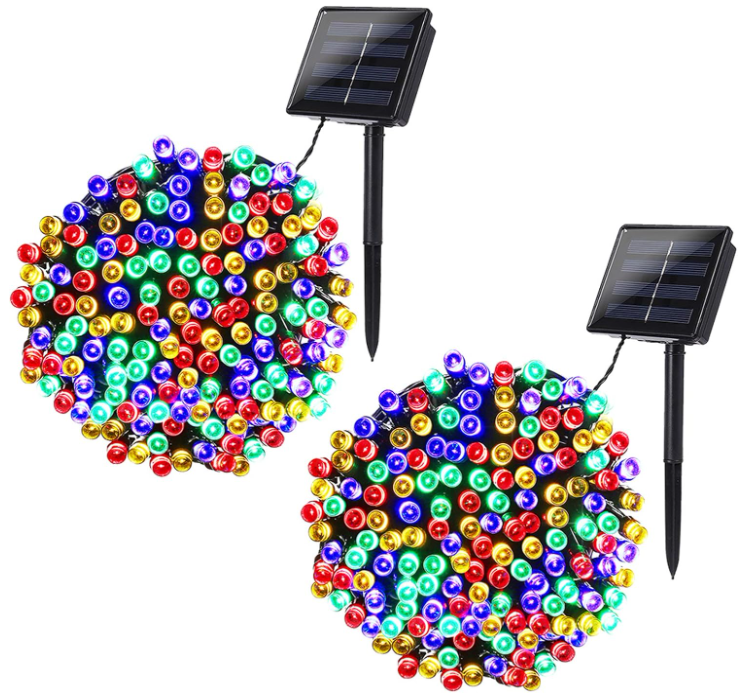 Luces solares navideñas, paquete de 2, 144 pies, 400 LED, resistentes al agua...