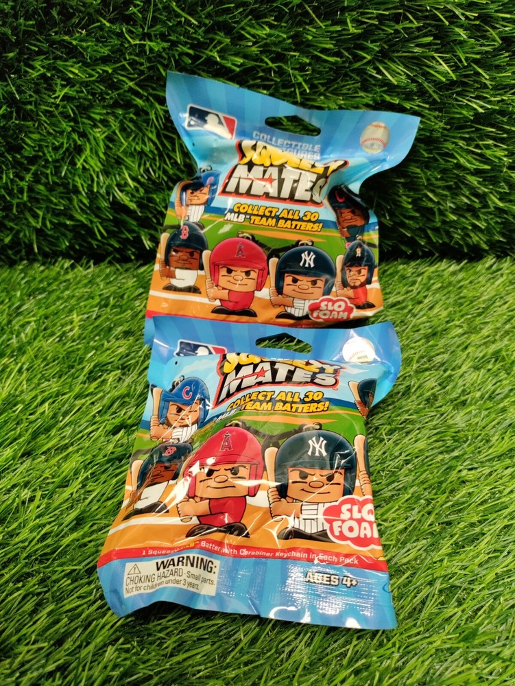 2 Squeezy Mates Mystery Blind Pack Bag Team Batters MLB Figure Slofoam Keychain
