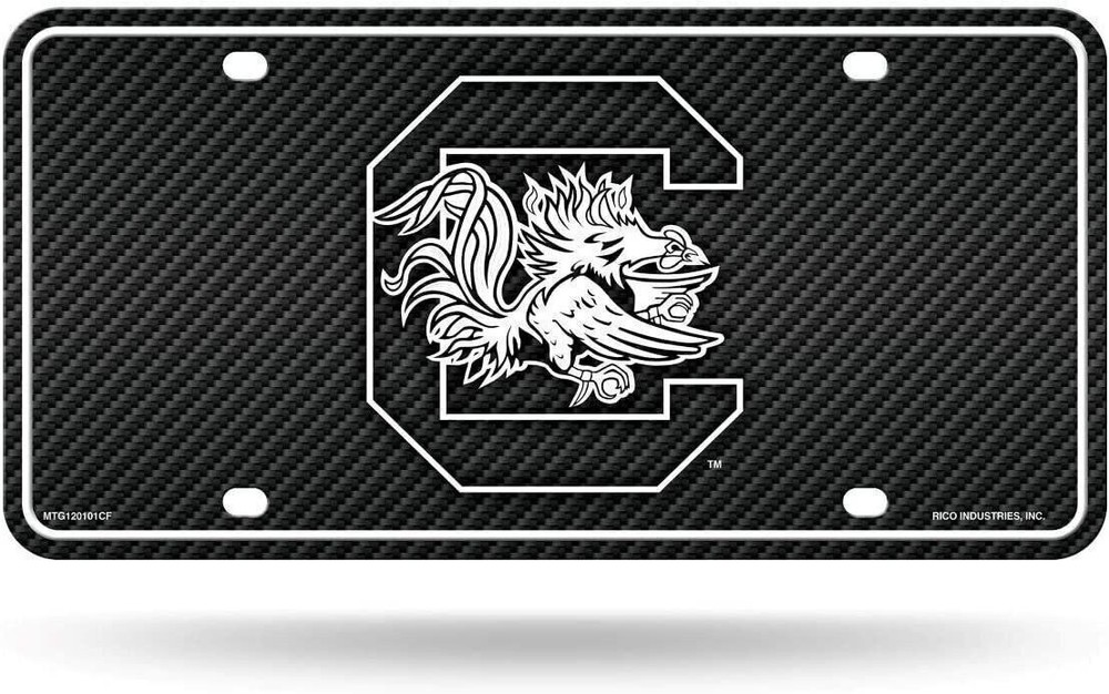 South Carolina Gamecocks Carbon Metal License Plate for Cars