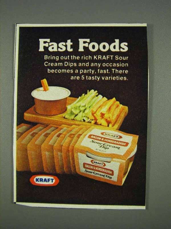 Vintage 1978 Kraft Bacon Horseradish Sour Cream Dip Ad