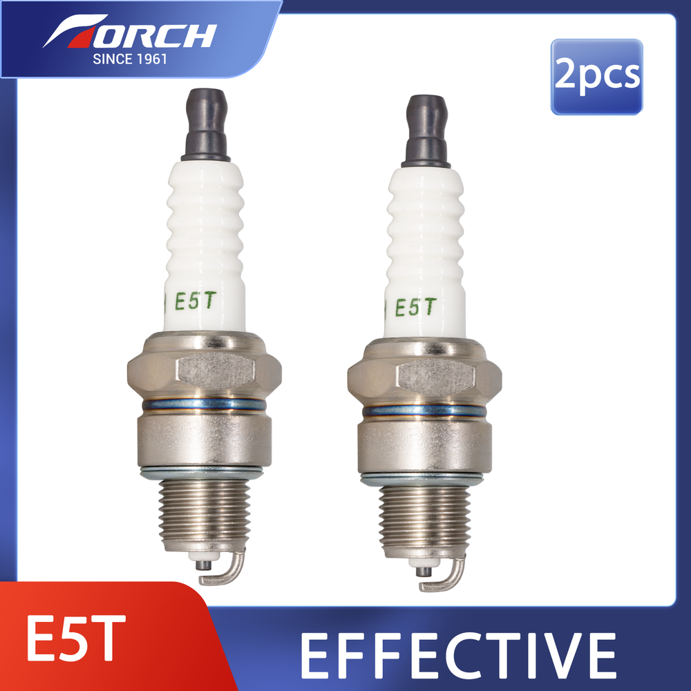 TORCH E5T Spark Plugs 2-Pack Compatible with NGK 6222 BPR5HS Denso W16FP-U Champion L95YC