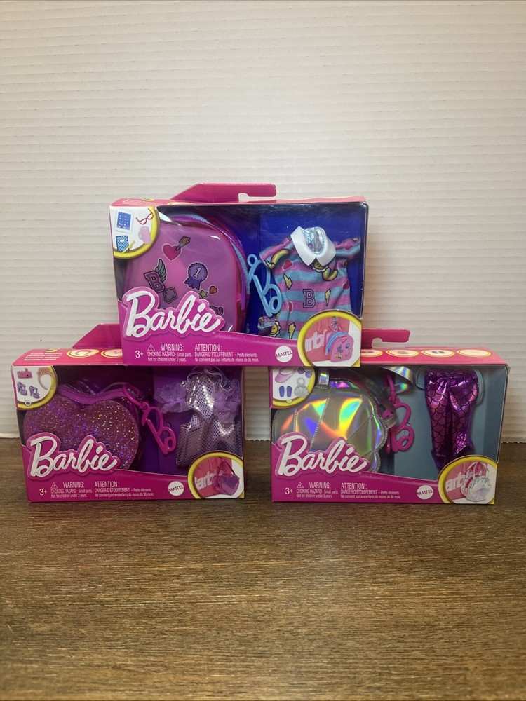 Lot Of 3 Barbie Doll Clothes Accessory Pack Outfit Themed Accessories