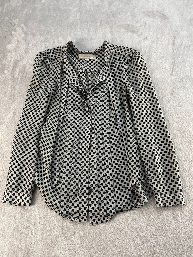 Ann Taylor LOFT Blouse Top Petite Small SP Womens Long Sleeve Career Sheer