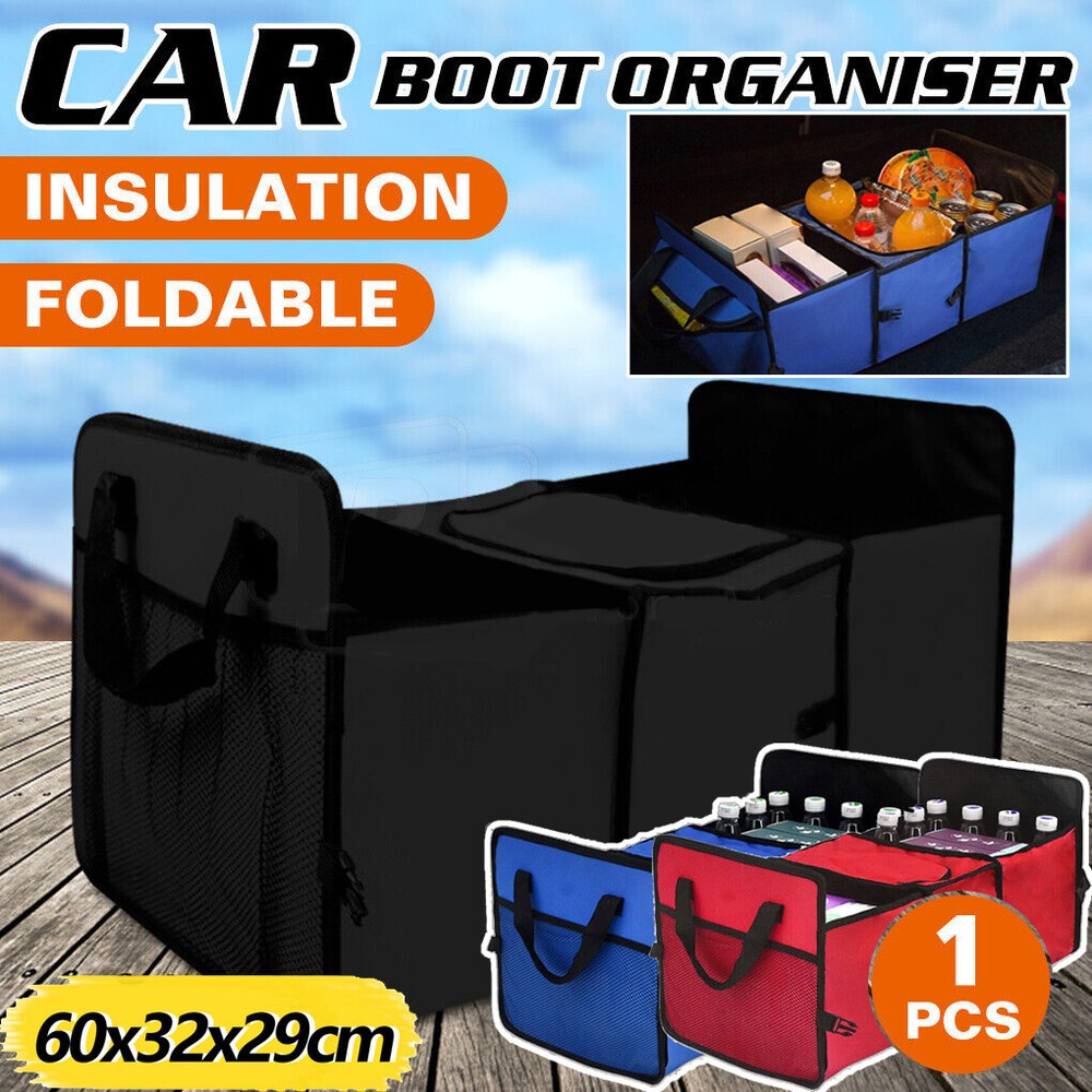 Rear Trunk Organizer Collapsible Storage Box Bin Cooler Bag Grocery Accessories