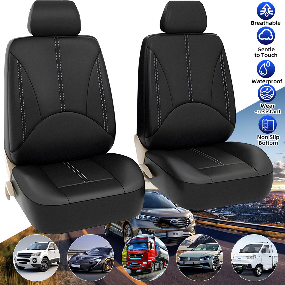 Premium 2-Seater Leather Car Seat Covers for SUVs Vans Trucks 1st Row Protection