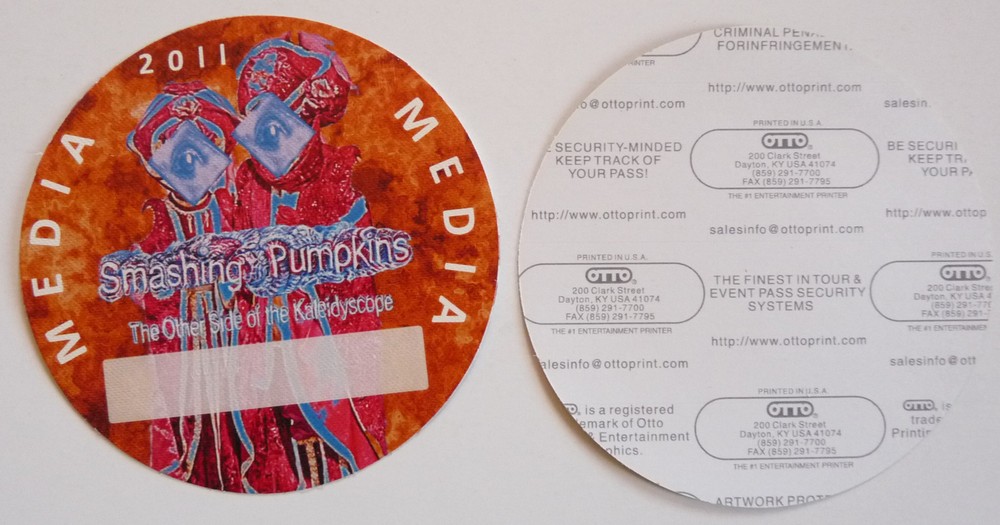 Smashing Pumpkins 2011 Tour Concert Orange Media Access Backstage Pass D4