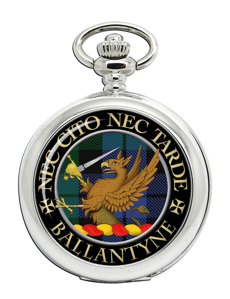 Ballantyne Clan Engraved Scottish Pocket Watch with Chain