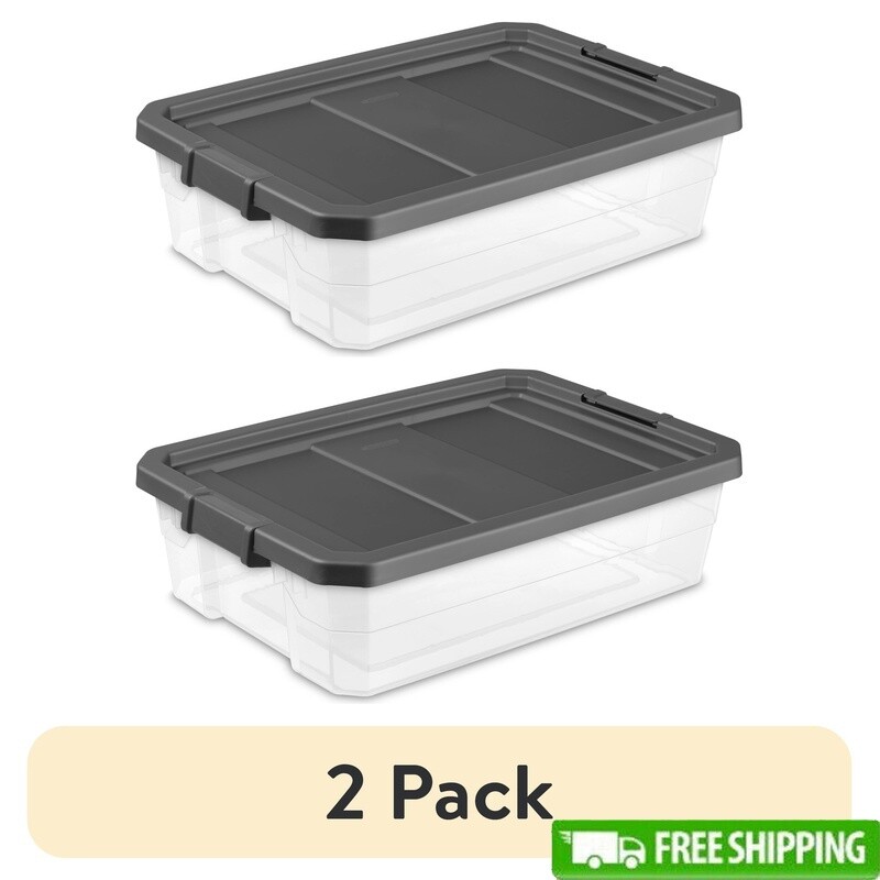 40 Quart Stackable Storage Bins 2 Pack Durable Latch Lid Plastic Containers
