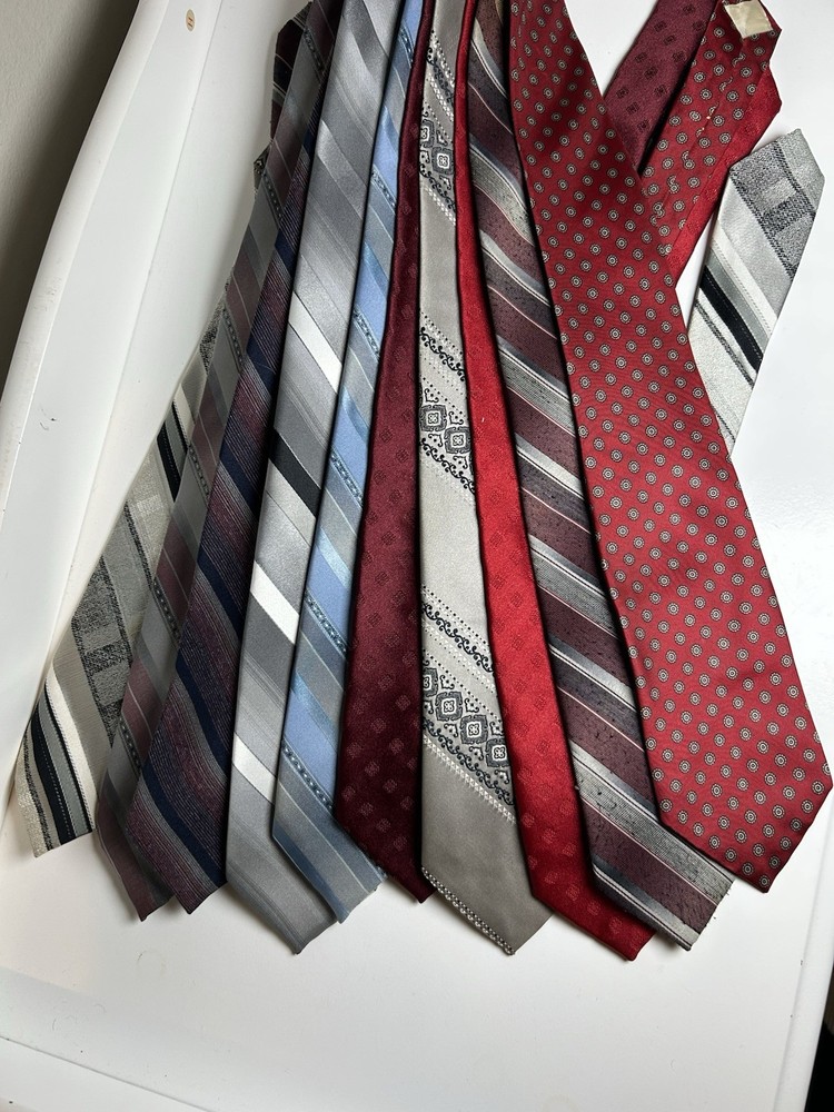Vintage Wembley Neckties Lot of 10 Men's Ties USA Made Retro Abstract Striped