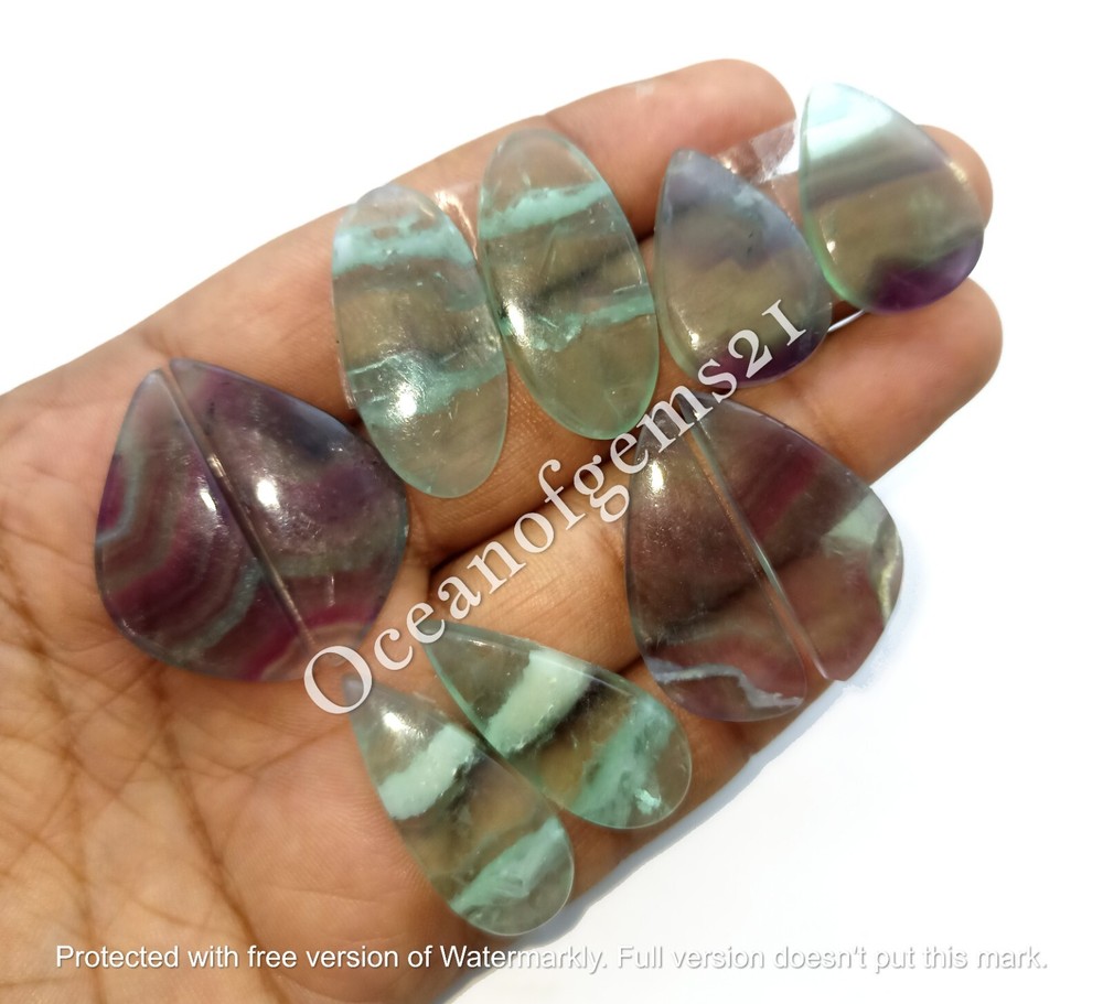 Natural Green Fluorite Earring Pairs Loose Gemstone Cabochons