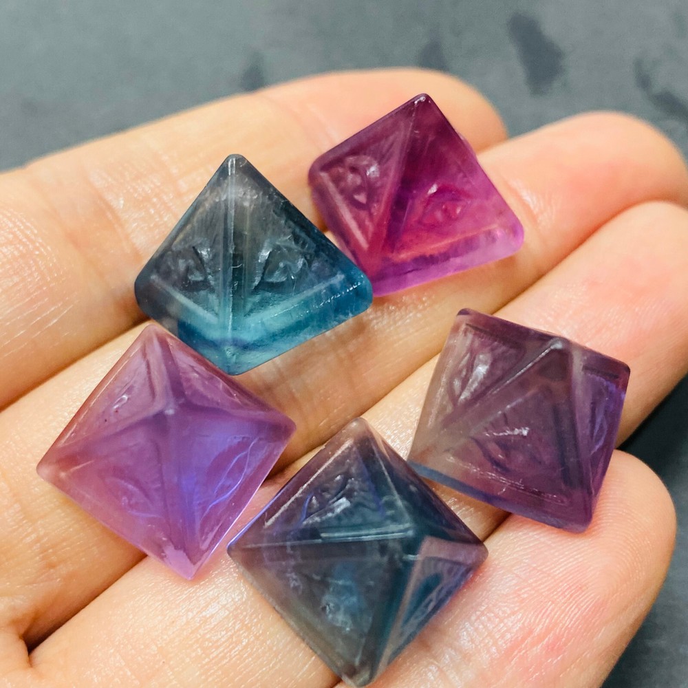 Natural colorful fluorite quartz mini carved healing crystal set 5pc