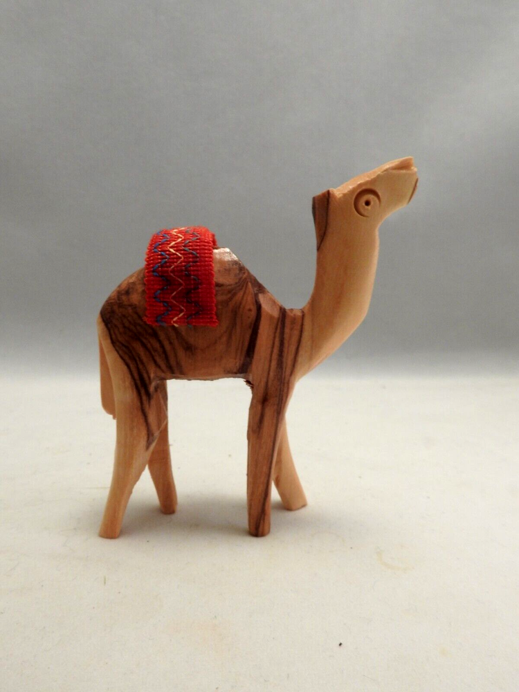 Nativity Scene Camel Carved Wood  With Saddle Holy Land Olive Wood Bethlehem