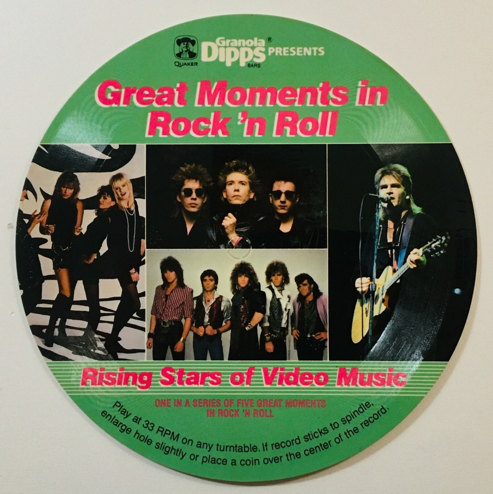 1986 Granola Dips 33RPM Great Moments in Rock 'N Roll Cardboard Record
