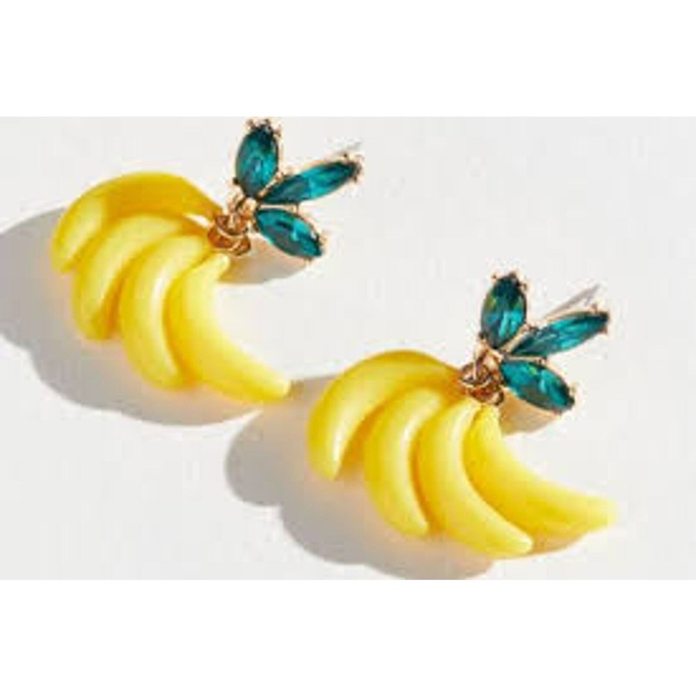 Urban Outfitters Rhinestone Banana Statement Earrings NWT 38 yellow