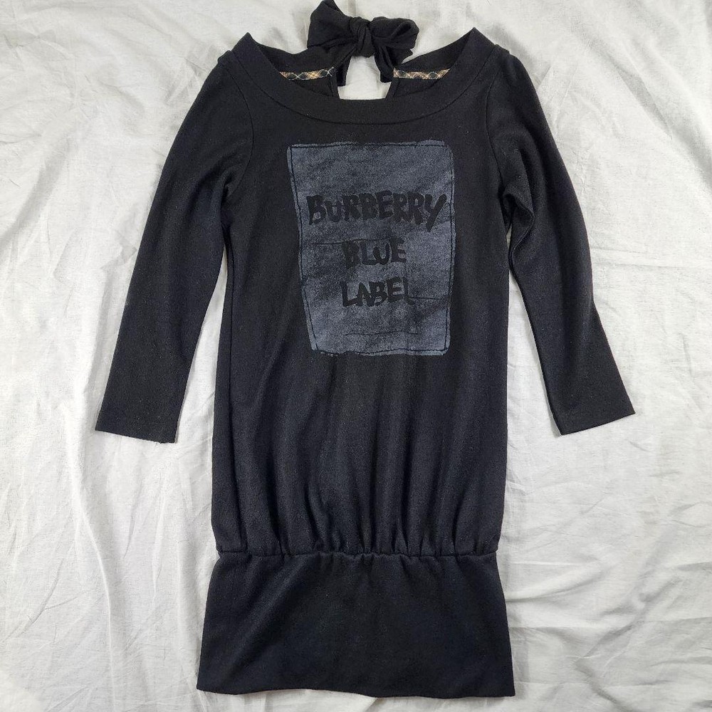 Burberry Blue Label Knit One Piece Dress with Back Ribbon - Black - Authentic