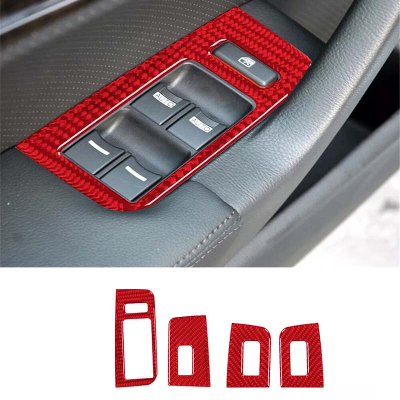 For Acura TL Cover Trim 2004-2008 Car Interior Window Control Red Carbon Fiber