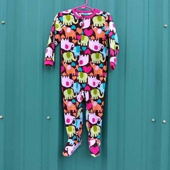 Carter's Toddlers One Piece Zippered Footed Pajamas PJs Size 2Ta Elephants