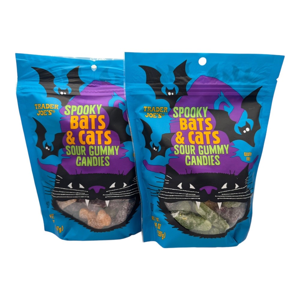 Trader Joe's Spooky Bats & Cats Sour Gummy Candies - Lot Of 2 - Limited Time-image