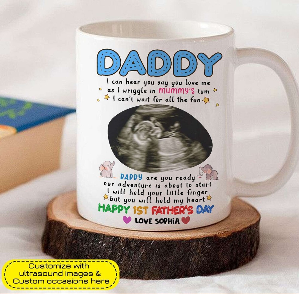 Daddy Fathers Day Mugs 1st Fathers Day Mug Ultrasound Custom Personalized  Mug