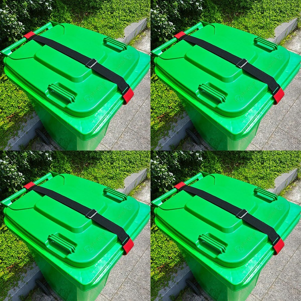 4PCS Metal Double-Claw Trash Can Lock Straps for Animals,Bungee Cord Garbage ...