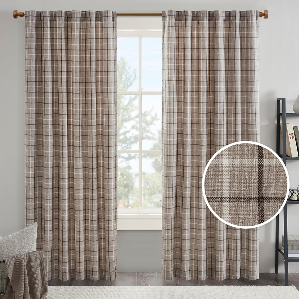 Anaheim Plaid Thermal Insulated Fleece Curtains for Living Room Windows