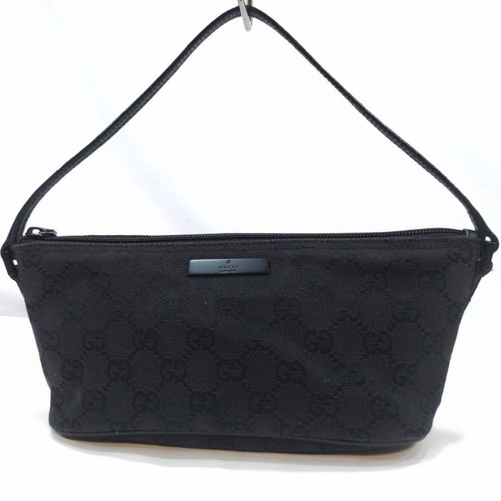 Gucci GG black leather and canvas accessory pouch
