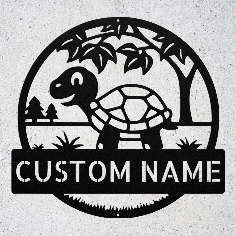 Personalized Tortoise Metal Sign Custom Name Wall Decor Gift for Animal Lovers
