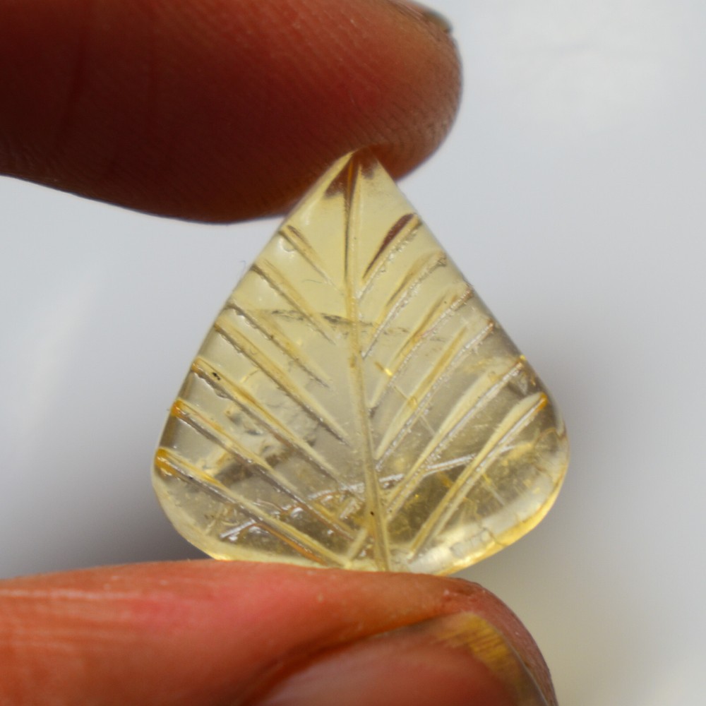 Natural Citrine Carving 5.85 Carats, Natural Citrine Leaf Gemstone For Jewelry