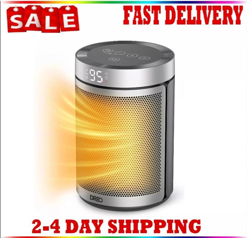 Dreo Space Heaters for Home, Portable Heater with Remote, 70° Oscillation, 1500W
