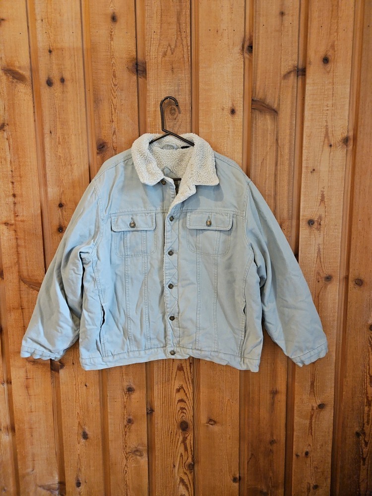 Canyon Guide Mens Sherpa Lined Canvas Trucker Jacket Button Up Size   XL  Tan