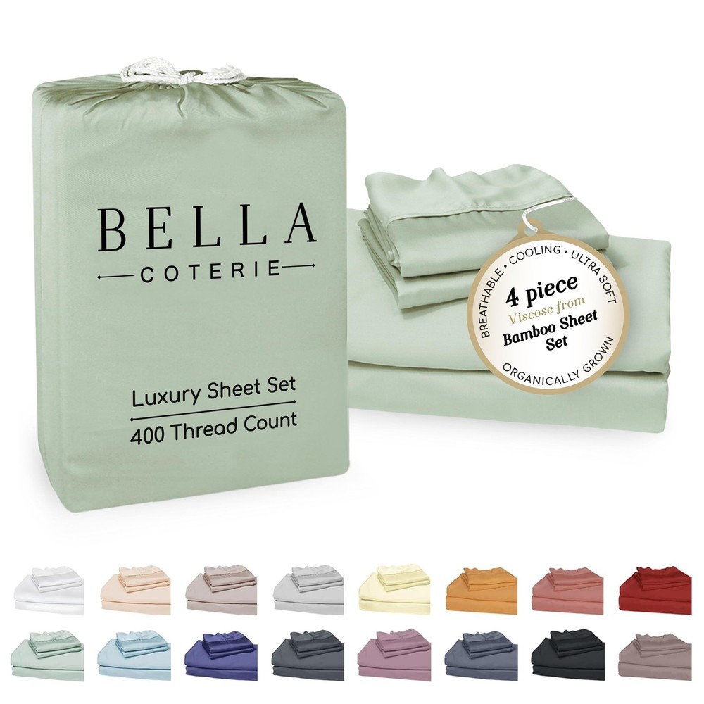 Bella Coterie Luxury Bamboo Viscose King Size Sheet Set | 100% Organically Gr...